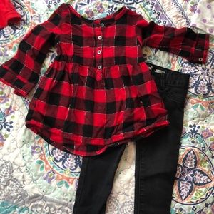 Toddler girl outfit. 2T flannel and jeans